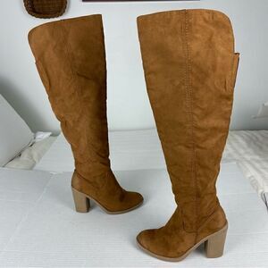 DV Dolce Vita Knee High Tall Boots Tan Side Zipper Heeled Women’s Size 6